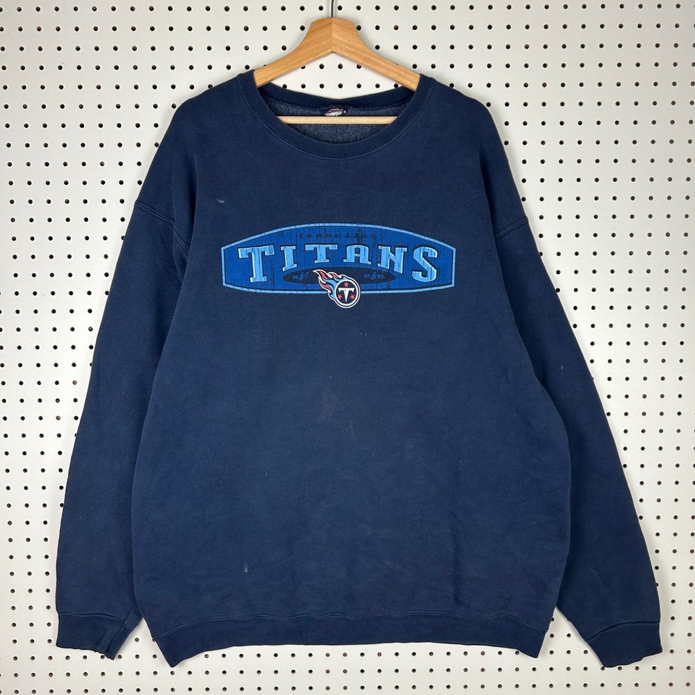 Vintage Tennessee Titans NFL Crewneck Sweatshirt Navy Blue XXL SOFT Graphic